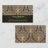 Carte De Visite Rouleau d'or mariage damassé planner (Devant / Derrière)