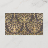 Carte De Visite Rouleau d'or mariage damassé planner (Dos)