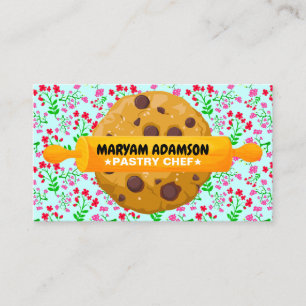 Carte De Visite Roulette à Pâtisserie Cookies   Boulangerie Floral