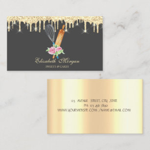 Carte De Visite Roulettes d'or Brochure à broches à biscuits boula