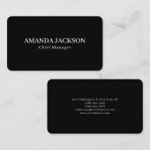 Carte De Visite Round Corner Black Professional Trendy (Devant / Derrière)