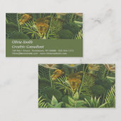 Carte De Visite Rousseau Tropical Jungle Lion Peinture (Devant / Derrière)
