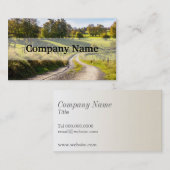 Carte De Visite Route de campagne entre le paysage vert de prés (Devant / Derrière)