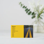 CARTE DE VISITE ROUTES DE PAVEMENT JAUNE DOUBLE LIGNE VOYAGEURS PH (Debout devant)
