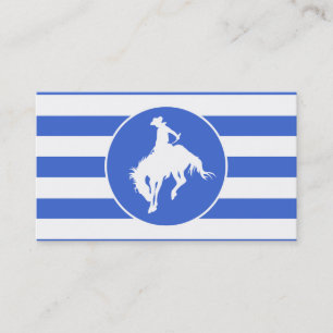 Carte De Visite Royal Blue and White Strips; Rodeo Cowboy
