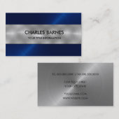Carte de visite Royal Blue en acier inoxydable (Devant / Derrière)