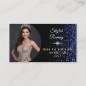 Carte De Visite Royal Blue Glitz Pageant Business Card (Devant)