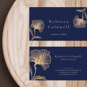 Carte De Visite Royal Blue Gold Florale Feminine