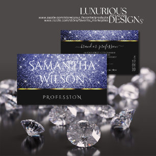 Carte De Visite Royal Blue Parties scintillant Stars Black Gold Bo