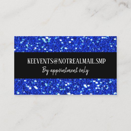 Carte De Visite Royal Blue Sparkly FAUX Parties scintillant Look (Dos)