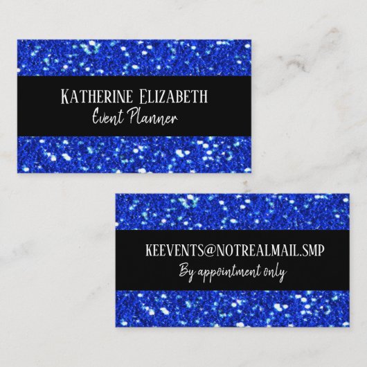 Carte De Visite Royal Blue Sparkly FAUX Parties scintillant Look (Devant / Derrière)