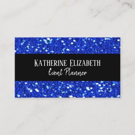 Carte De Visite Royal Blue Sparkly FAUX Parties scintillant Look (Devant)