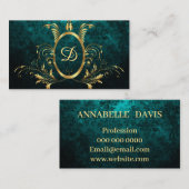 Carte De Visite Royal Damask Turquoise Personnalisé (Devant / Derrière)