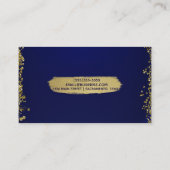 Carte De Visite Royal Dark Blue & Gold Parties scintillant Glam Mo (Dos)
