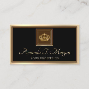 Carte De Visite Royal Event Mariage Golden Crown Frame Black VIP