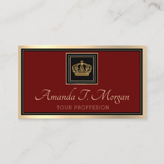 Carte De Visite Royal Event Mariage Golden Crown Frame Red Carpet (Devant)