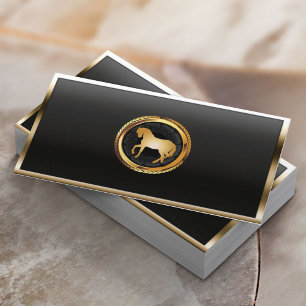 Carte De Visite Royal Gold Horse Logo Equine Professionnelle