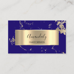 Carte De Visite Royal Marble Blue Navy de luxe professionnel