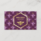Carte De Visite Royal Purple and Gold Queen Bee Beekeeper (Devant)