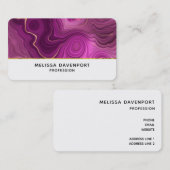 Carte De Visite Royal Purple Et Gold Agate Abstrait (Devant / Derrière)