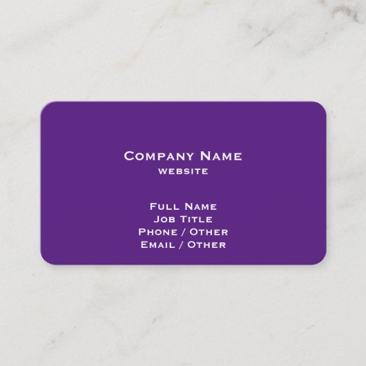 Carte de visite royal simple violet (Devant)