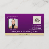 Carte de visite royal violet avec accentuation or (Devant)