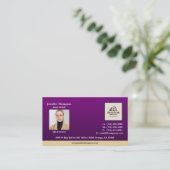 Carte de visite royal violet avec accentuation or (Debout devant)