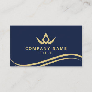Carte de visite royale luxe bleu marine et or