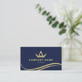 Carte de visite royale luxe bleu marine et or (Debout devant)