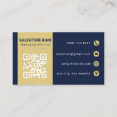 Carte de visite royale luxe bleu marine et or (Dos)