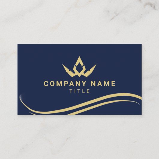 Carte de visite royale luxe bleu marine et or (Devant)