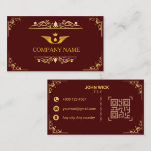 Carte De Visite Royale Marron et Or Ornemental de Luxe