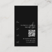 Carte De Visite RSVP moderne noir et blanc avec code QR (Devant)
