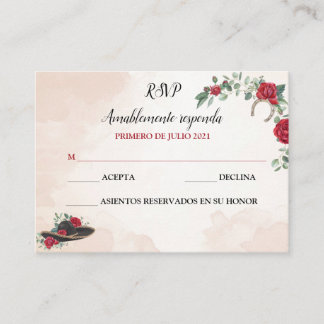 Carte De Visite RSVP QUINCEANERA Mariachi Charra Aquarelle