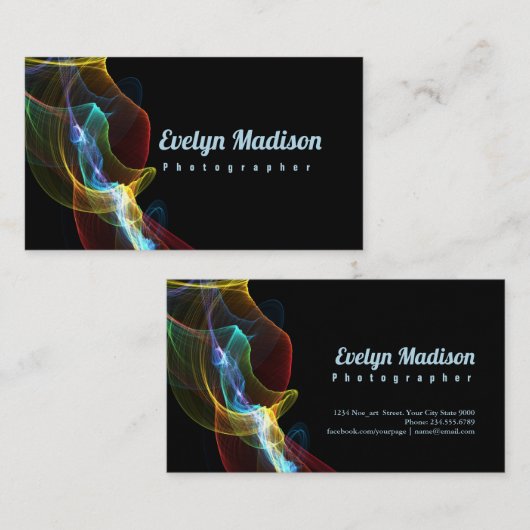 Carte De Visite ruban Abstrait de fumée y78u (Devant / Derrière)