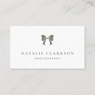 Carte De Visite Ruban bow chic vert taupe minimaliste