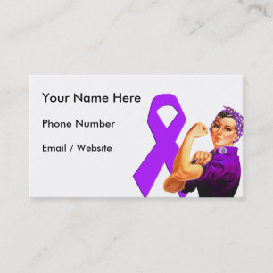 Carte De Visite Ruban de sensibilisation violet Rosie la riveteuse