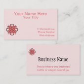 Carte De Visite Ruban de trèfle rose par Kenneth Yoncich (Devant / Derrière)