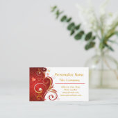 Carte De Visite Ruban d'or des Coeurs rouges romantiques (Debout devant)