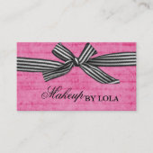 Carte De Visite Ruban noir et blanc en gras sur rose chaud (Devant)
