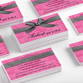 Carte De Visite Ruban noir et blanc en gras sur rose chaud