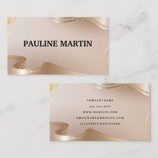 Carte De Visite Ruban Or Fancy | Luxe (Devant / Derrière)