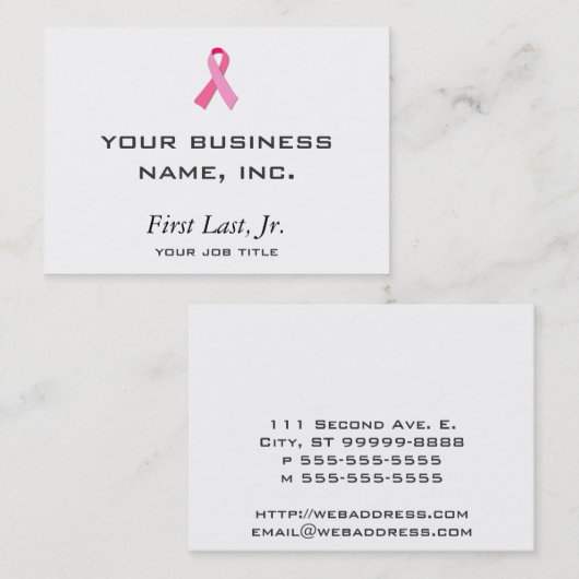 Carte De Visite Ruban rose (Devant / Derrière)