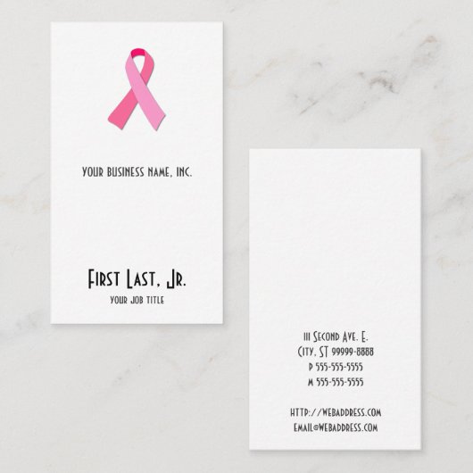 Carte De Visite Ruban rose (Devant / Derrière)
