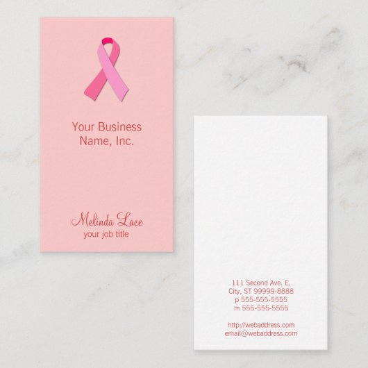 Carte De Visite Ruban rose (Devant / Derrière)