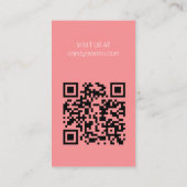 Carte De Visite Ruban rose blanc Bows Sweet personnalisé QR Code G (Dos)
