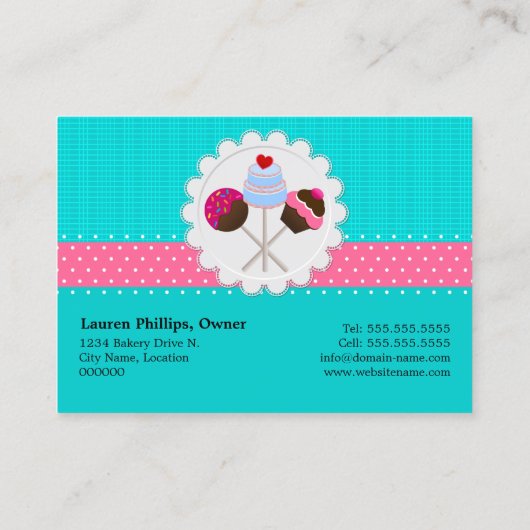 Carte De Visite Ruban rose Turquoise Pops (Dos)
