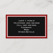 Carte De Visite Ruban rouge et blanc, Ruban noir (Dos)