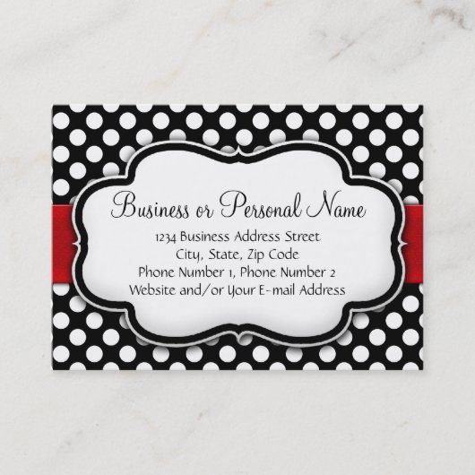Carte De Visite Ruban rouge Poche Noir/Blanc (Devant)