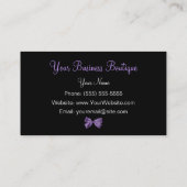 Carte De Visite Ruban violet tendance Empreinte de léopard fille (Dos)